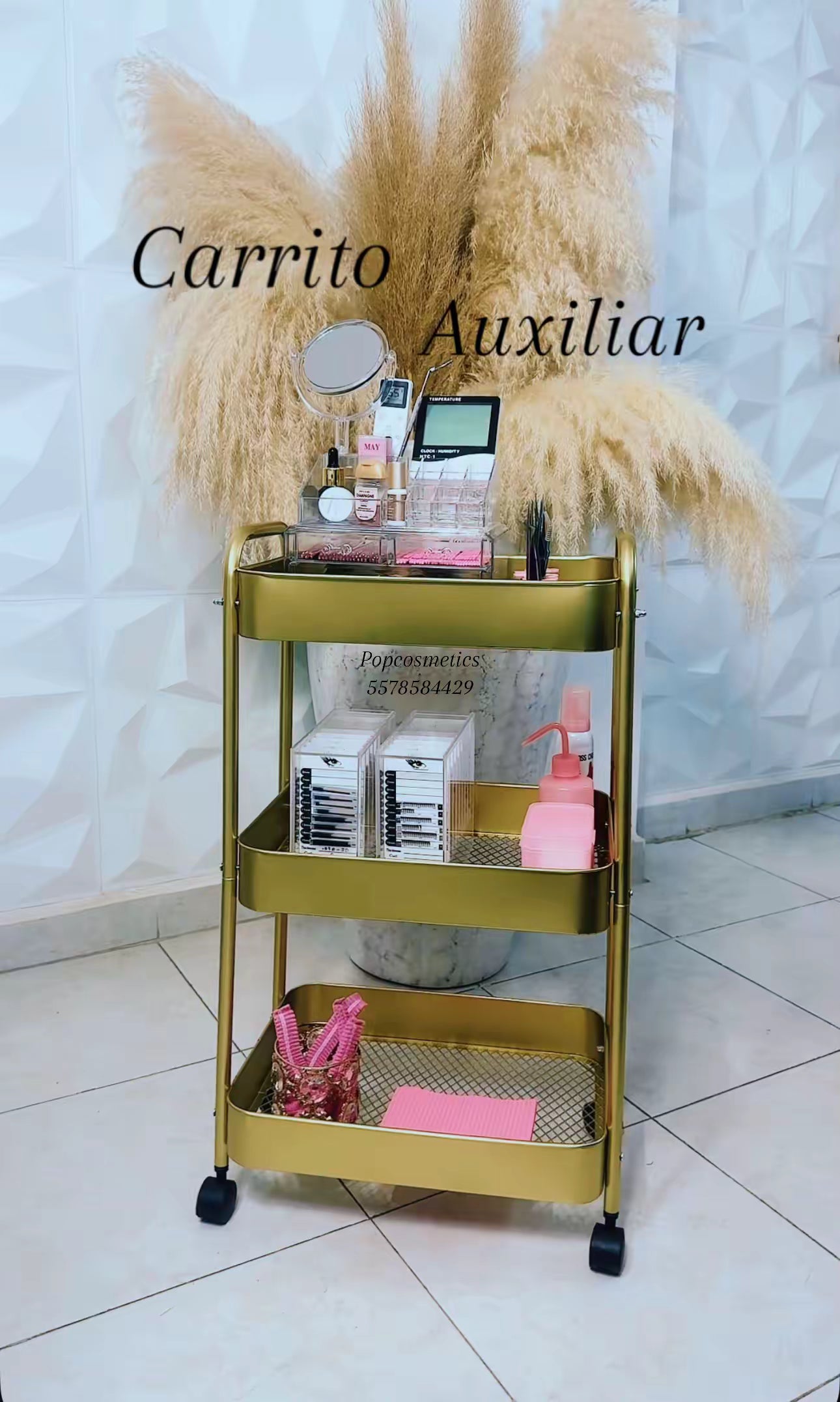 Carrito auxiliar dorado