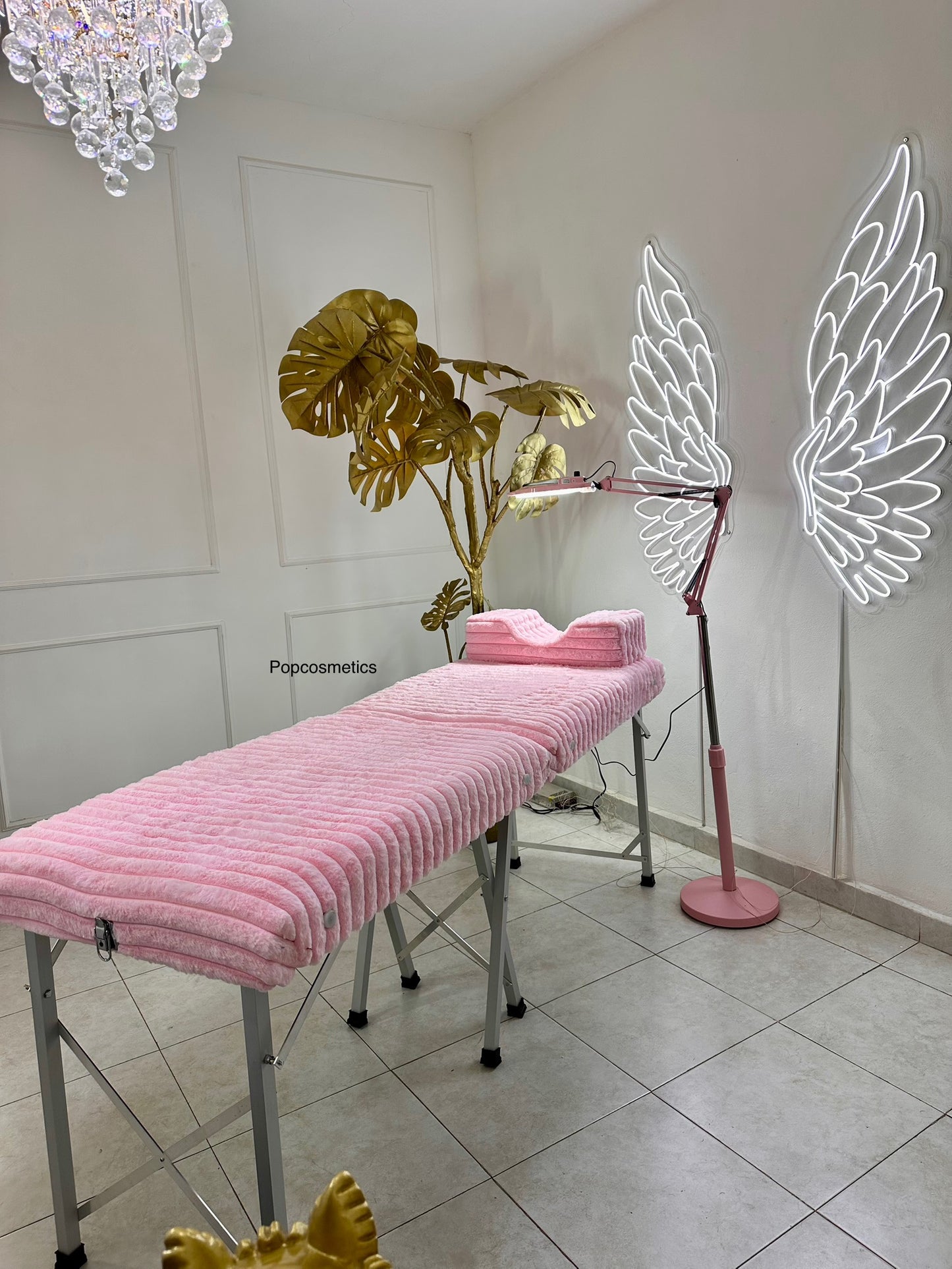 Paquete PINK 💖 Camilla portátil + almohada + lámpara