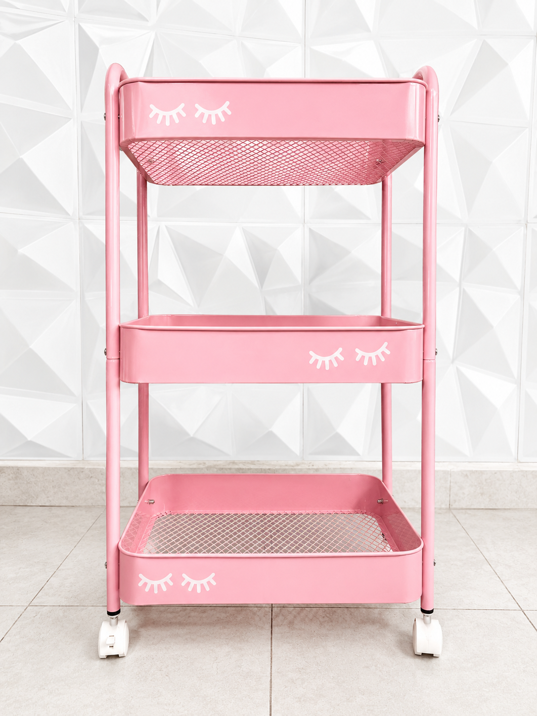 Carrito Auxiliar Profesional 3 Niveles metálico para Lashista, Uñas, Spa y Estética con Ruedas