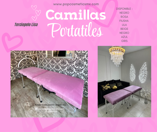 Camilla portátil terciopelo lisa