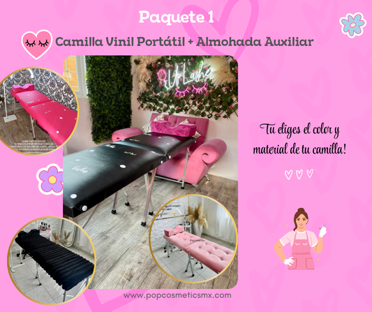 Camilla portátil vinil  + almohada auxiliar
