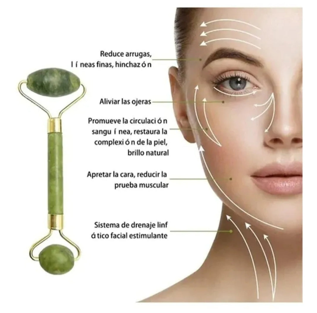 Rodillo de Jade para masaje facial con gua sha de regalo